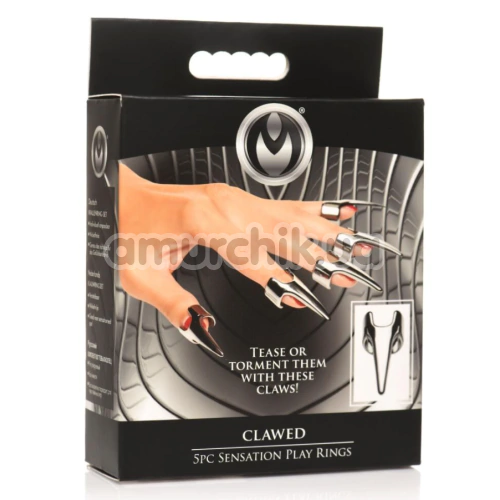 Украшения для пальцев Master Series Clawed 5PC Sensation Play Rings, серебряные