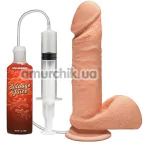 Фалоімітатор з еякуляцією The D Dual Density Perfect D Squirting 7 Inch With Balls, тілесний - Фото №1