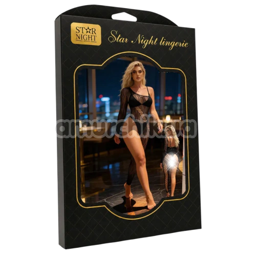 Комбінезон Star Night One Shoulder Stripe Bodystocking, чорний
