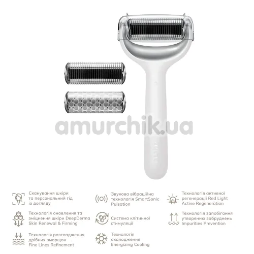Массажер-роллер для лица и тела с микроиглами Geske MicroNeedle Face & Body Roller 8 in 1, белый