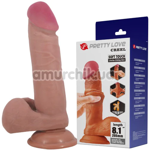 Фаллоимитатор Pretty Love Sliding Skin Creel 8.1, светло-коричневый