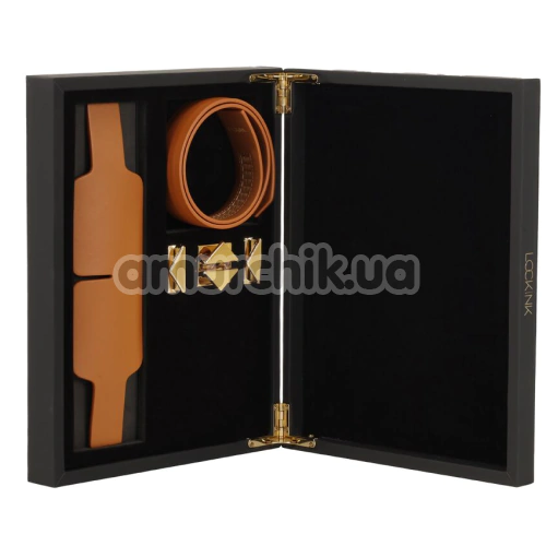 Маска Lockink Luxury Leather Blindfold Kit, коричневая