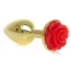 Анальная пробка с красной розочкой Exclusivity Jewellery Gold Rose Plug, золотая - Фото №1