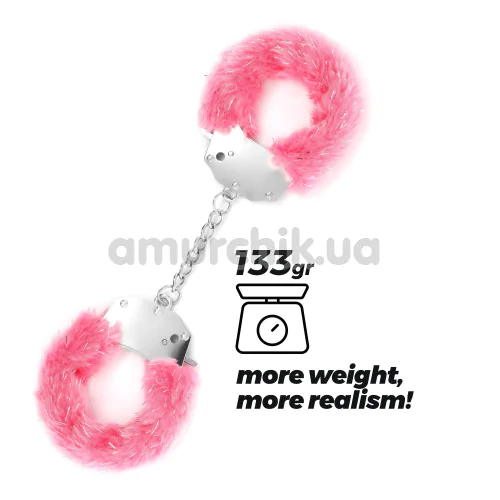 Наручники с розовым мехом Crushious Spangle, серебряные