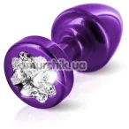 Анальна пробка з прозорим кристалом SWAROVSKI Anni R Clover T1, фіолетова - Фото №1