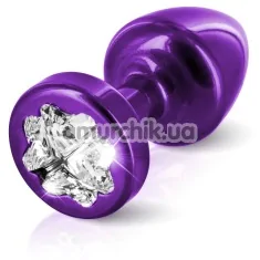 Анальна пробка з прозорим кристалом SWAROVSKI Anni R Clover T1, фіолетова - Фото №1