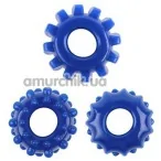 Набор из 3 эрекционных колец GK Power Gear Up Rings, синий - Фото №1