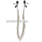 Затискачі для сосків плоскі з шипами Lucky Bay Nipple Play Chain and Spike, срібні - Фото №1