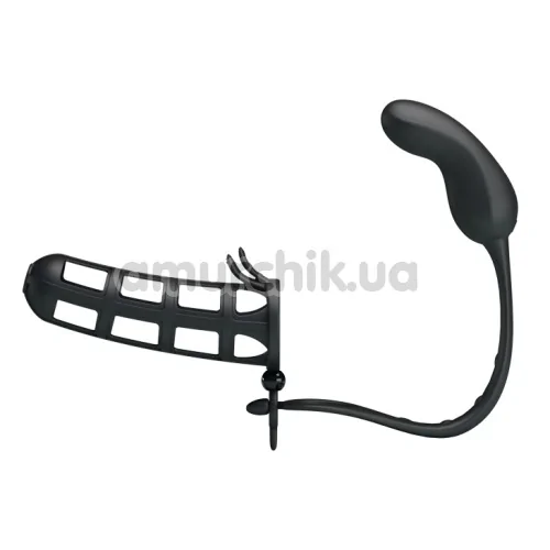 Вибростимулятор простаты с насадкой на пенис Pretty Love Hercules Penis Sheath 26231, черный