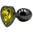Анальна пробка з жовтим кристалом Alume Metal Heart Plug S, чорна - Фото №4