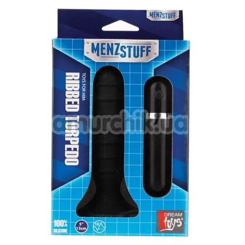 Анальная пробка с вибрацией Menz Stuff Ribbed Torpedo 5, черная