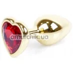 Анальна пробка із червоним кристалом Exclusivity Jewellery Gold Heart Plug, золота - Фото №1