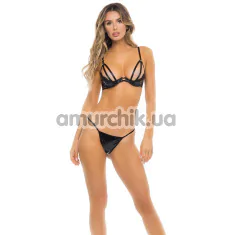 Комплект Vinyl Vibes 2-Piece Bra Set, черный: бюстгальтер + трусики-стринги - Фото №1