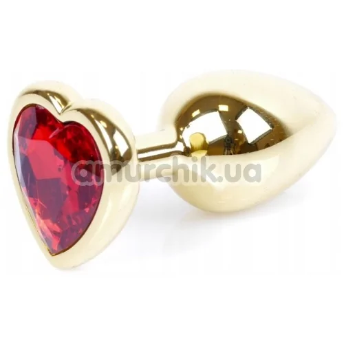 Анальна пробка із червоним кристалом Exclusivity Jewellery Gold Heart Plug, золота - Фото №1