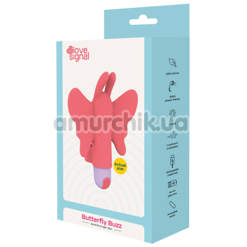 Вібратор на палець Love Signal Butterfly Buzz, кораловий