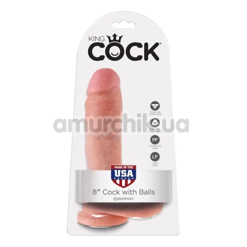 Фалоімітатор King Cock With Balls, 20.3 см тілесний