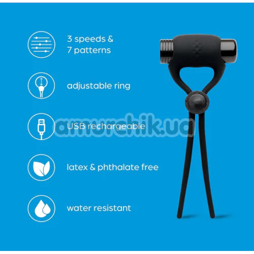 Виброкольцо для члена So Divine Adjustable Vibrating Ring, черное