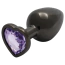 Анальна пробка з фіолетовим кристалом Ouch! Heart Metal Butt Plug Medium, чорна - Фото №1