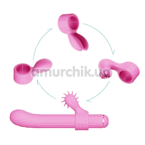 Вибратор для точки G с насадками Otouch Magic Stick S1 Plus, розовый
