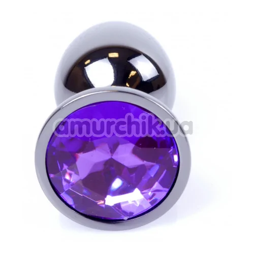 Анальна пробка з фіолетовим кристалом Exclusivity Jewellery Dark Silver Plug, срібна