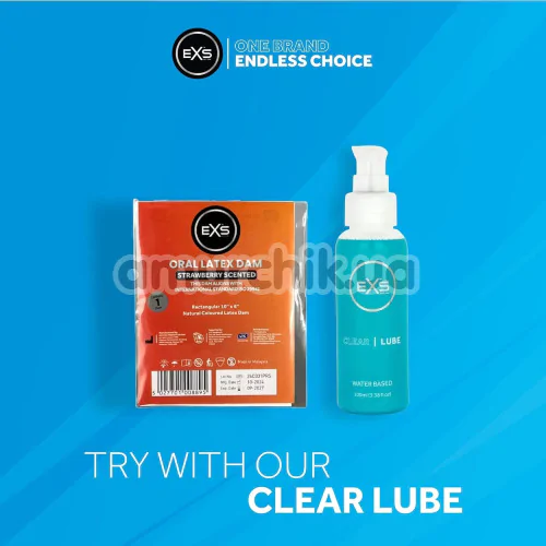 Салфетка для орального секса EXS Oral Latex Dam Strawberry Scented - клубника, 1 шт