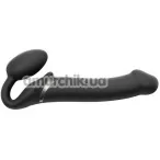 Безременевий страпон із вібрацією Strap-On-Me Vibrating Bendable Strap-On L, чорний - Фото №1