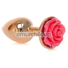 Анальная пробка с розовой розочкой Exclusivity Jewellery Red Gold Rose Plug, золотая - Фото №1
