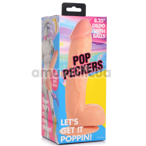 Фаллоимитатор Pop Peckers Dildo With Balls 8.25, телесный