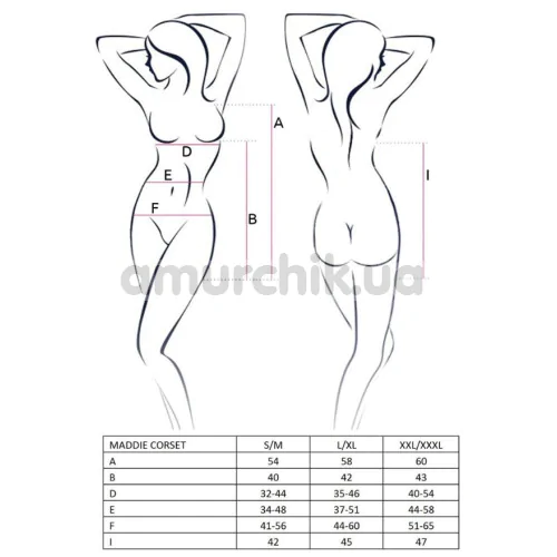 Комплект Passion Free Your Senses Maddie Corset, чорний: корсет + трусики-стрінги