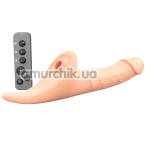 Вибратор с вакуумным стимулятором для страпона Strap-On-Me Multi Orgasm Realistic Dildo M, телесный - Фото №1