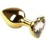Анальна пробка з прозорим кристалом SWAROVSKI Gold Heart Diamond, золота