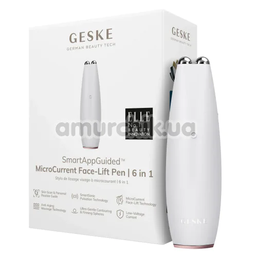 Мікрострумова ручка для підтяжки шкіри обличчя Geske MicroCurrent Face-Lift Pen 6 in 1, кремова
