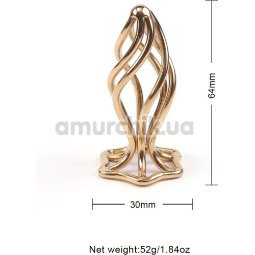 Анальная пробка Lockink Sevanda Hollow Spiral Anal Plug S, золотая