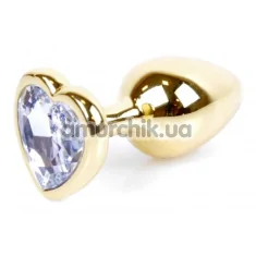 Анальная пробка с прозрачным кристаллом Exclusivity Jewellery Gold Heart Plug, золотая - Фото №1