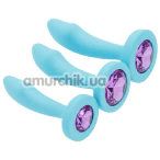 Набор анальных пробок с фиолетовым кристаллом Diamond Anal Trainer Kit, голубой - Фото №1