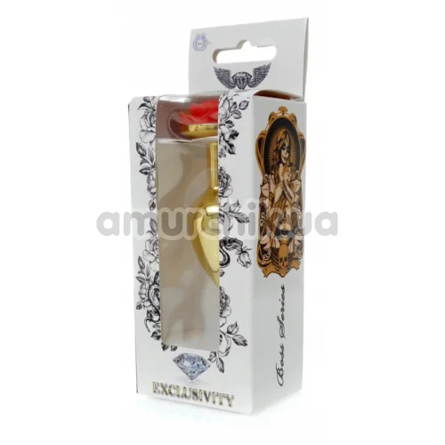 Анальная пробка с красной розочкой Exclusivity Jewellery Gold Rose Plug, золотая