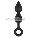 Анальная пробка двойная Black Velvets Plug Silicone, черная - Фото №1