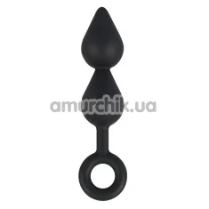 Анальная пробка двойная Black Velvets Plug Silicone, черная - Фото №1