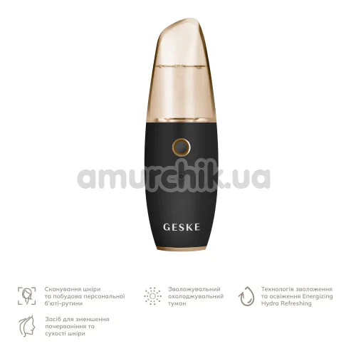 Зволожувач для шкіри обличчя Geske Facial Hydration Refresher 4 in 1, чорно-золотий