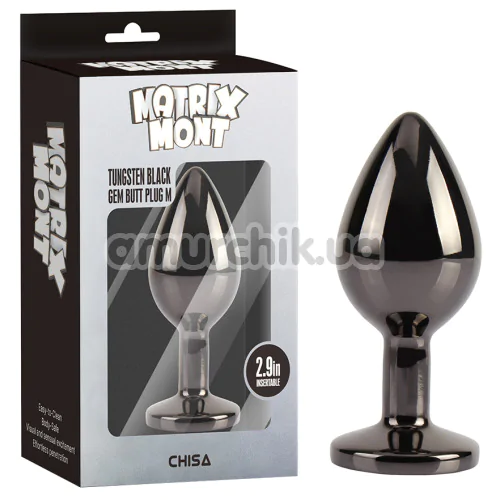 Анальная пробка с радужным кристаллом Matrix Mont Tungsten Black Gem Metal Plug M, черная