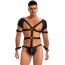 Боди-портупея мужское с фиксаторами для рук Star Night Faux Leather Harness Bodysuit, черное - Фото №1