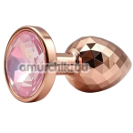 Анальная пробка с розовым кристаллом Alume Metal Textured Plug S, золотая - Фото №1