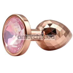 Анальная пробка с розовым кристаллом Alume Metal Textured Plug S, золотая - Фото №1