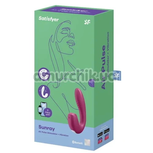 Вибратор с вакуумным стимулятором Satisfyer Sunray, бордовый