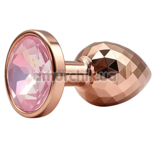 Анальная пробка с розовым кристаллом Alume Metal Textured Plug S, золотая - Фото №1