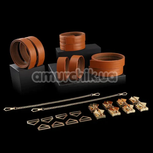 Бондажний набор Lockink 8-Bondage-Straps Restraint Set, коричневый