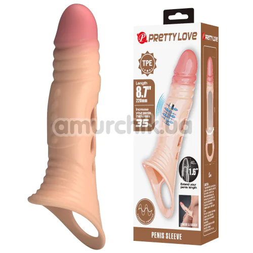 Насадка на пенис с вибрацией Pretty Love Penis Sleeve 026241Z, телесная