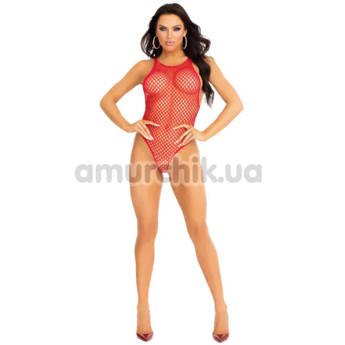 Боді Leg Avenue Net Snap Crotch Tank Bodysuit, червоне