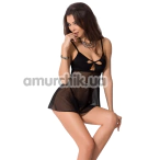 Комплект Passion Free Your Senses Nadya Chemise, черный: пеньюар + трусики-стринги - Фото №1