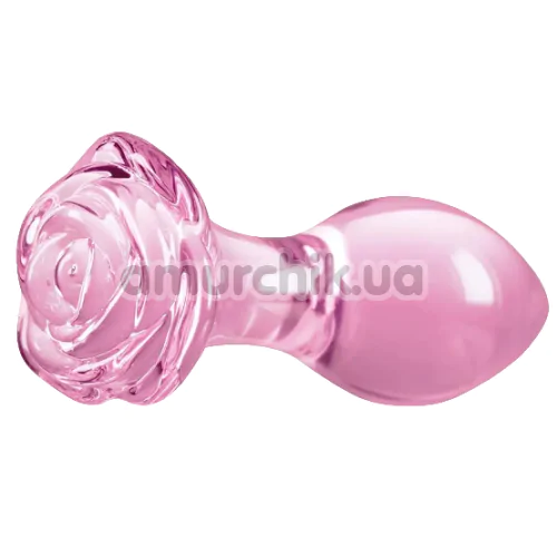 Анальная пробка Crystal Glass Rose, розовая